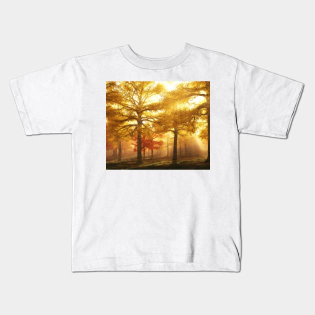 Autumn Land - Happy Little Trees Kids T-Shirt by Manafold